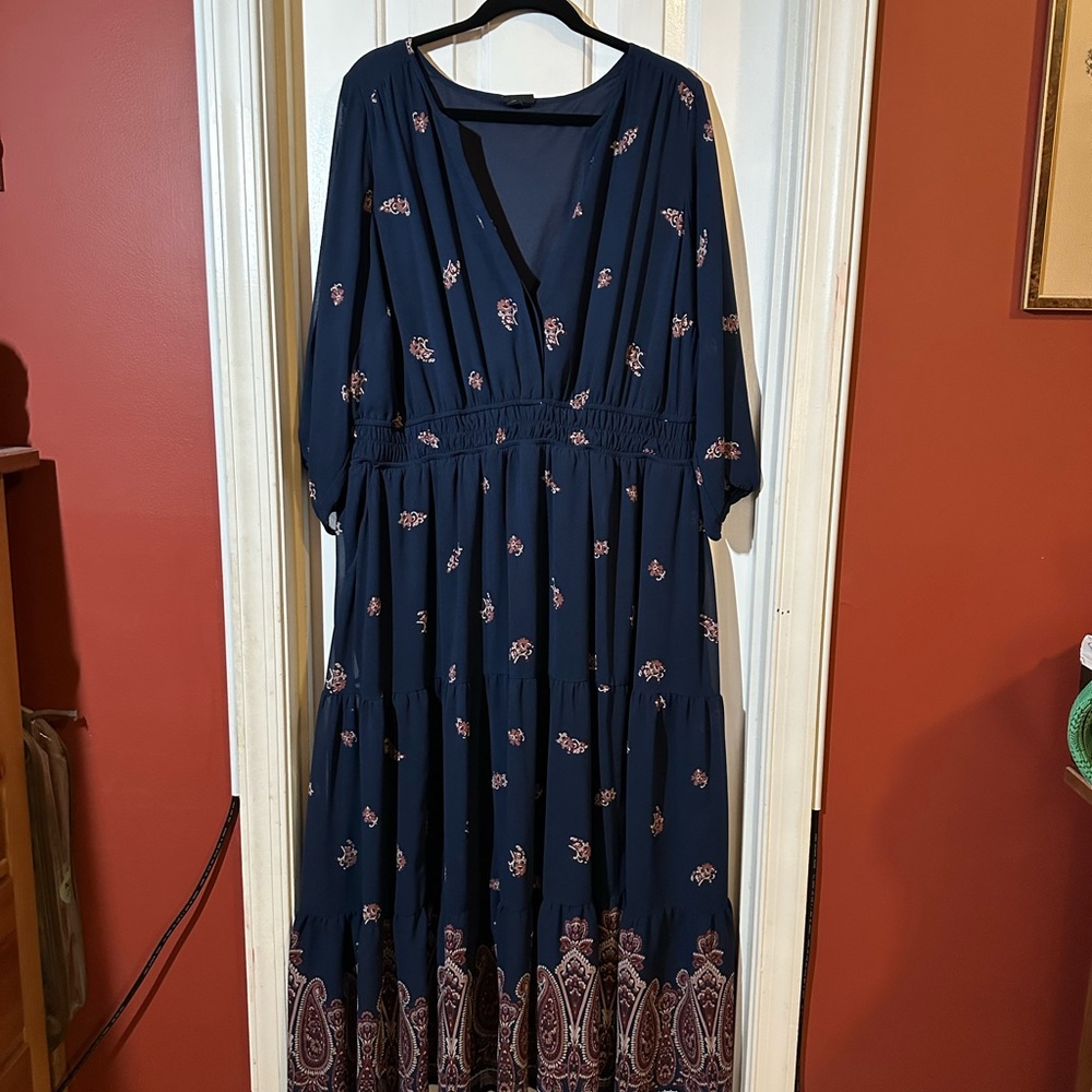 Torrid Navy and Pink Floral Maxi Dress